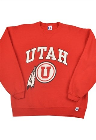 VINTAGE RUSSELL UTAH UTES FOOTBALLSWEATSHIRT RED LADIES XS