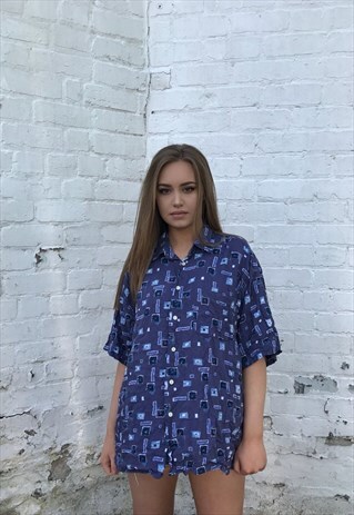 VINTAGE CRAZY PATTERNED UNISEX SHORT SLEEVE FESTIVAL SHIRT