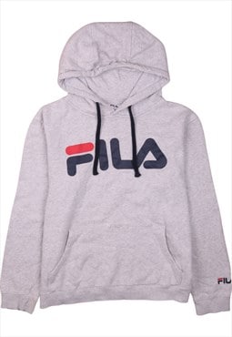 Vintage 90's Fila Hoodie Spellout Grey Small