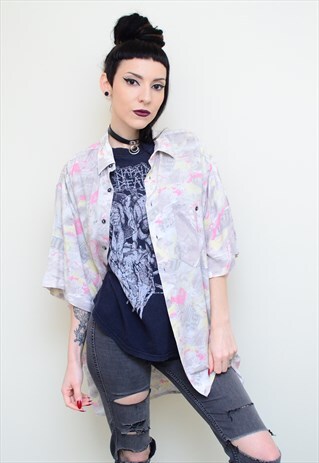 VINTAGE 90'S FUNKY ABSTRACT PATTERNED OVERSIZED SHIRT