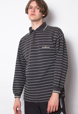 VINTAGE 90S RALPH LAUREN STRIPE POLO SWEATSHIRT ID:3429
