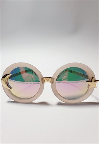OVAL OVERSIZE SUNGLASSES IN PEARLY WITE