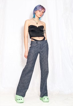 Vintage DKNY Flare Jeans Y2K Wide Leg Denim Trousers