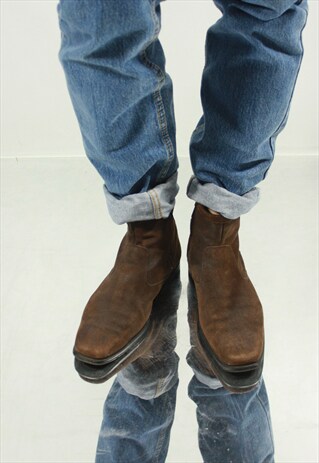 VINTAGE 90' BEAUTIFUL DARK BROWN SUEDE BOOTS