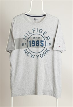Vintage Tommy Hilfiger 1985 Crewneck Print T-shirt Grey