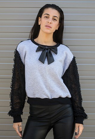 CABARET GREY JUMPER BLACK SLEEVES