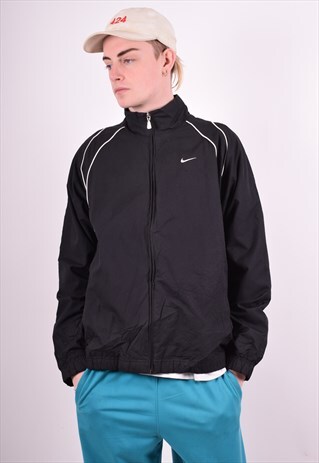 NIKE MENS VINTAGE TRACKSUIT TOP JACKET MEDIUM BLACK 90'S