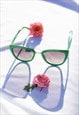 GREEN SUPERSIZE CAT EYE SUNGLASSES