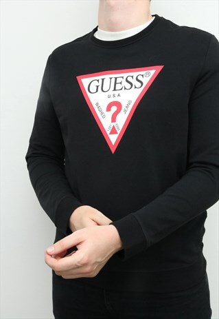 GUESS - BLACK SPELLOUT SWEATSHIRT - LARGE