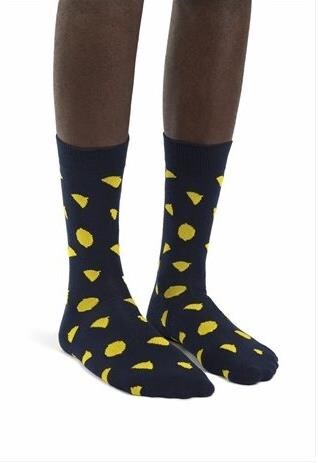FUNKY FELLAS DARK BLUE AND YELLOW LEMON CHEESCAKE SOCKS