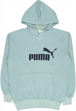 Puma 90's Spellout Pullover Heavyweight Hoodie Small Turquoi