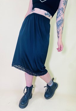 Vintage 00s Y2K Black Satin Summer Skirt