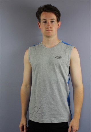 VINTAGE LOTTO VEST T SHIRT IN GREY WITH PRINTED LOGO SIZE M.