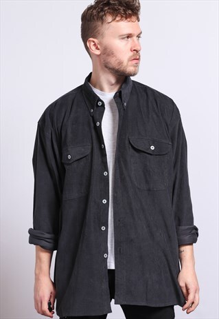 VINTAGE CORDUROY CORD SHIRT GREY