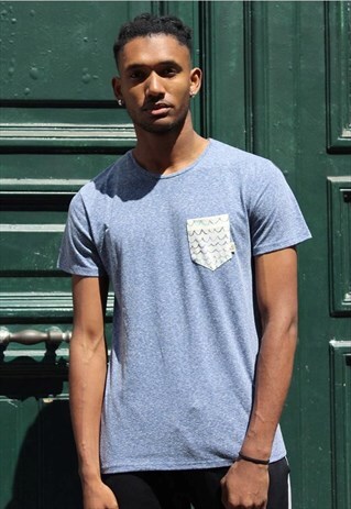 T-SHIRT WITH POCKET - BLUE