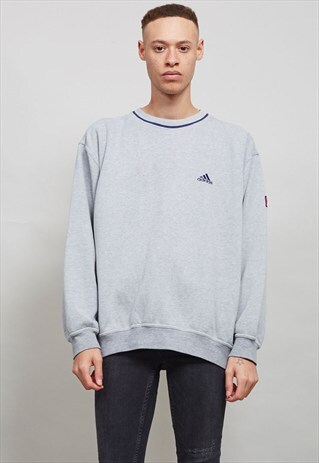 VINTAGE 90'S ADIDAS MARL GREY LOGO SWEATER