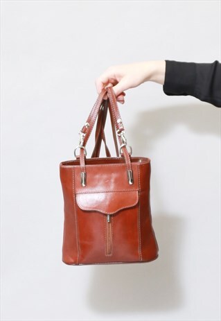 VINTAGE 1970'S BROWN PETITE LEATHER BACKPACK