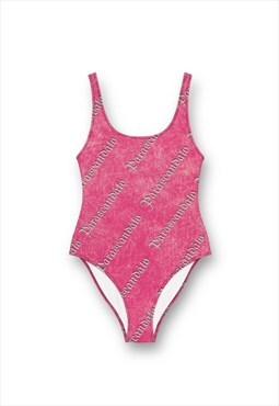 Script swimsuit hot pink