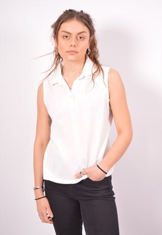 VINTAGE SERGIO TACCHINI POLO SHIRT SLEEVELESS WHITE