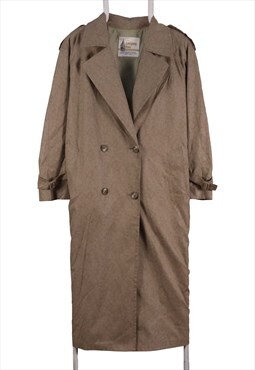 London Fog 90's Long Button Up Trench Coat Large Brown