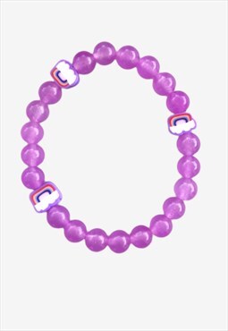 Happy Rainbows Purple Chalcedony Beaded Gemstone Bracelet