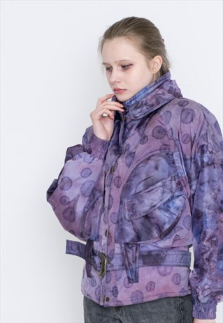 VINTAGE PURPLE CIRCLES PATTERNED RETRO JACKET