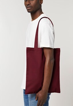54 Floral Essential Cotton Shoulder Tote Bag - Maroon Red