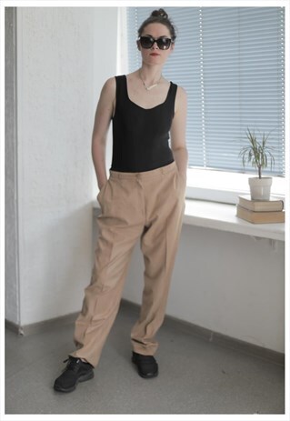 VINTAGE 80'S CAMEL SUEDE LOOKS TROUSERS