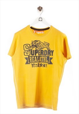 Vintage  Superdry  Yellow Tiger Print T-Shirt
