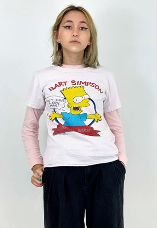 VINTAGE 80'S BART SIMPSON RADICAL DUDE GRAPHIC WHITE T-SHIRT