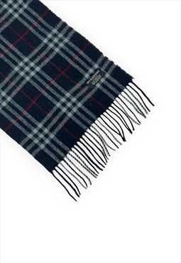Burberry scarf blue nova check wool woolly tassel Unisex