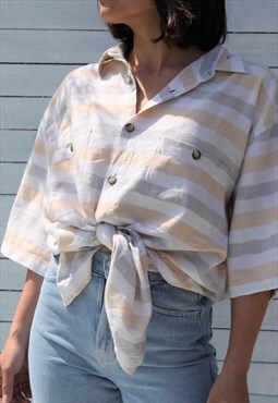 Vintage jaquard striped cotton button down shirt.