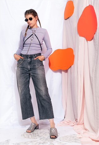 VINTAGE LEVI'S JEANS 80S CROPPED WIDE-LEG GRUNGE DENIM PANTS