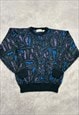 VINTAGE KNITTED JUMPER ABSTRACT PATTERNED KNIT SWEATER