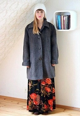 Grey soft wool French vintage coat