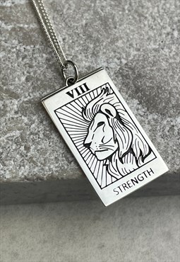 Strength Tarot Card Necklace Lion Spiritual Unisex Jewellery