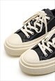CHUNKY SOLE CANVAS SHOES RETRO SNEAKERS SKATER SHOES BLACK