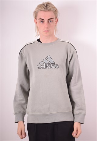 ADIDAS MENS VINTAGE SWEATSHIRT JUMPER MEDIUM GREY 90S