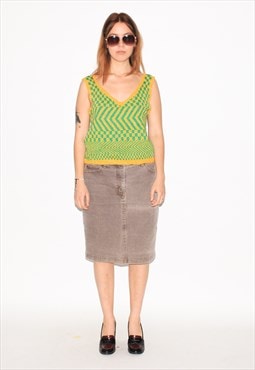 Vintage Y2K denim midi skirt in grey