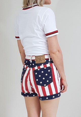 VINTAGE 90'S STARS AND STRIPES DENIM SHORTS