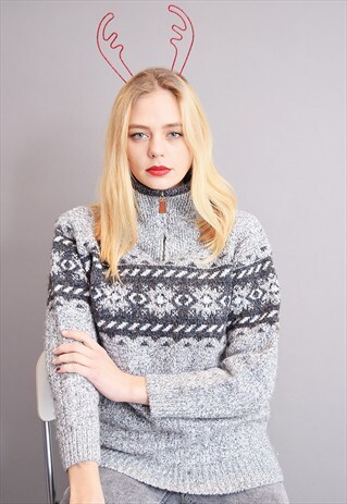 90'S FAIR ISLE KNIT GRUNGE CHRISTMAS TURTLENECK JUMPER