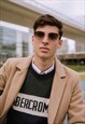 Semi Rimless Sunglasses in Pale Gold frame with Brown lens