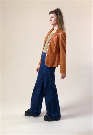 GORGEOUS 80S VINTAGE LEATHER JACKET IN A BEAUTIFUL ORANGE
