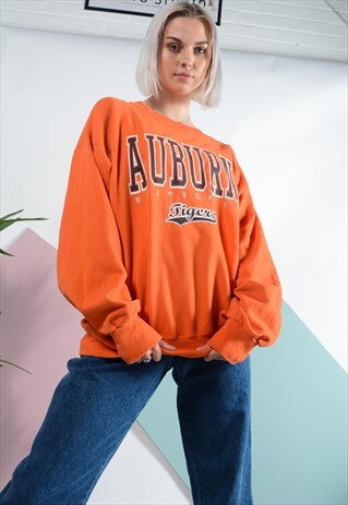 VINTAGE USA SWEATSHIRT IN ORANGE WITH UNI PRINT