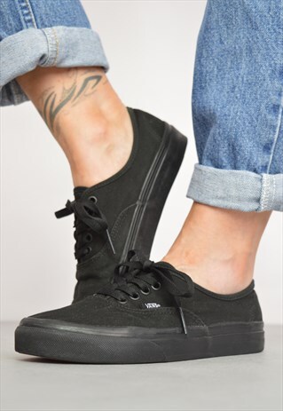 VINTAGE 90S VANS BLACK SKATE SHOES TRAINERS SNEAKERS PREPPY