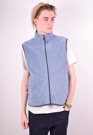 WOOLRICH MENS VINTAGE FLEECE GILET XL BLUE 90'S