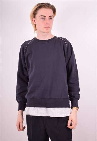 AQUASCUTUM MENS VINTAGE SWEATSHIRT JUMPER MEDIUM NAVY 90S