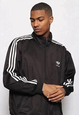 VINTAGE ADIDAS LOGO TRACK JACKET BLACK