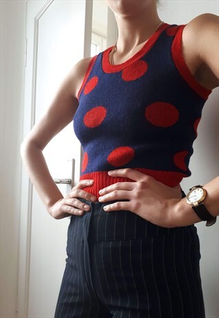 70S POLKA DOT KNIT VEST