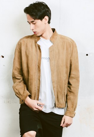 VINTAGE FAUX SUEDE BOMBER JACKET
